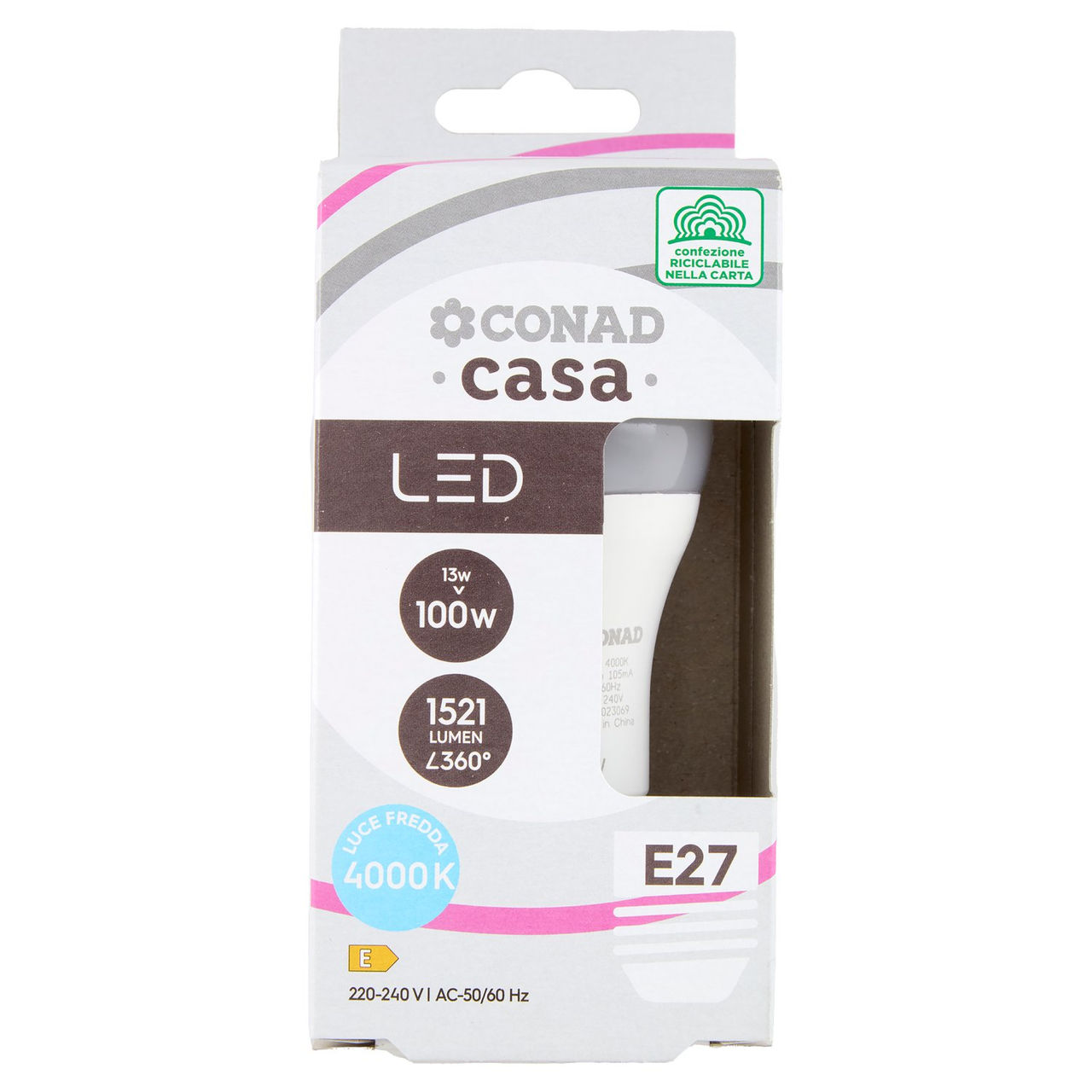 CONAD casa Led 13W 1521 Lumen E27 Luce Fredda