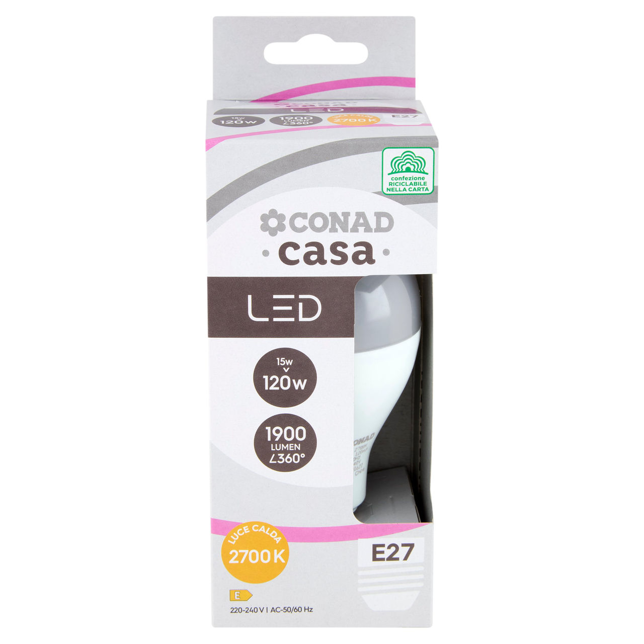 CONAD casa Led 15W 1900 Lumen E27 Luce Calda