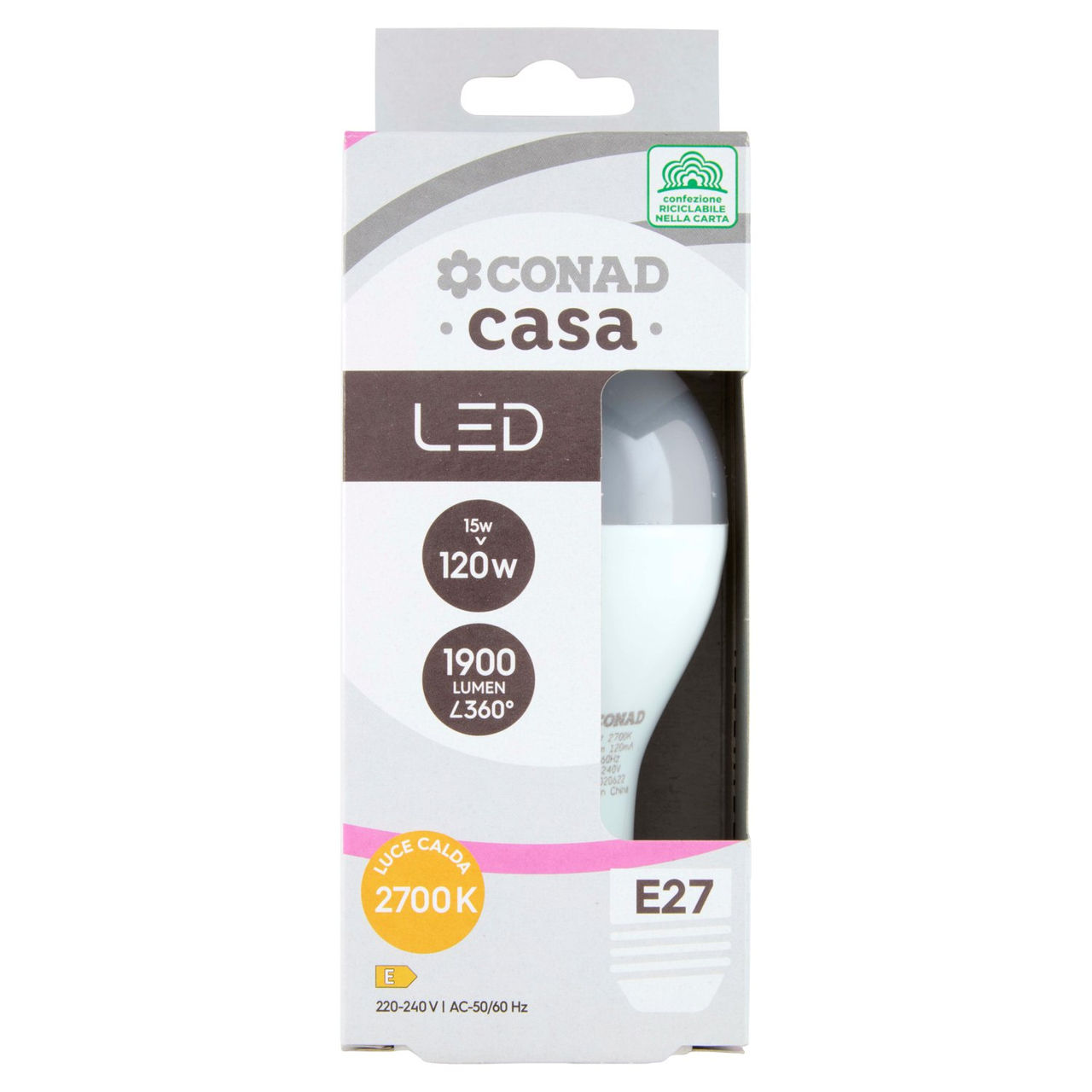 CONAD casa Led 15W 1900 Lumen E27 Luce Calda