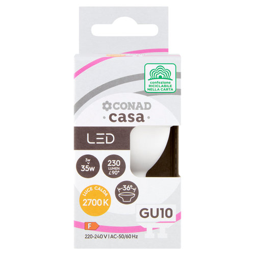 CONAD casa Led 3W 230 Lumen GU10 Luce Calda