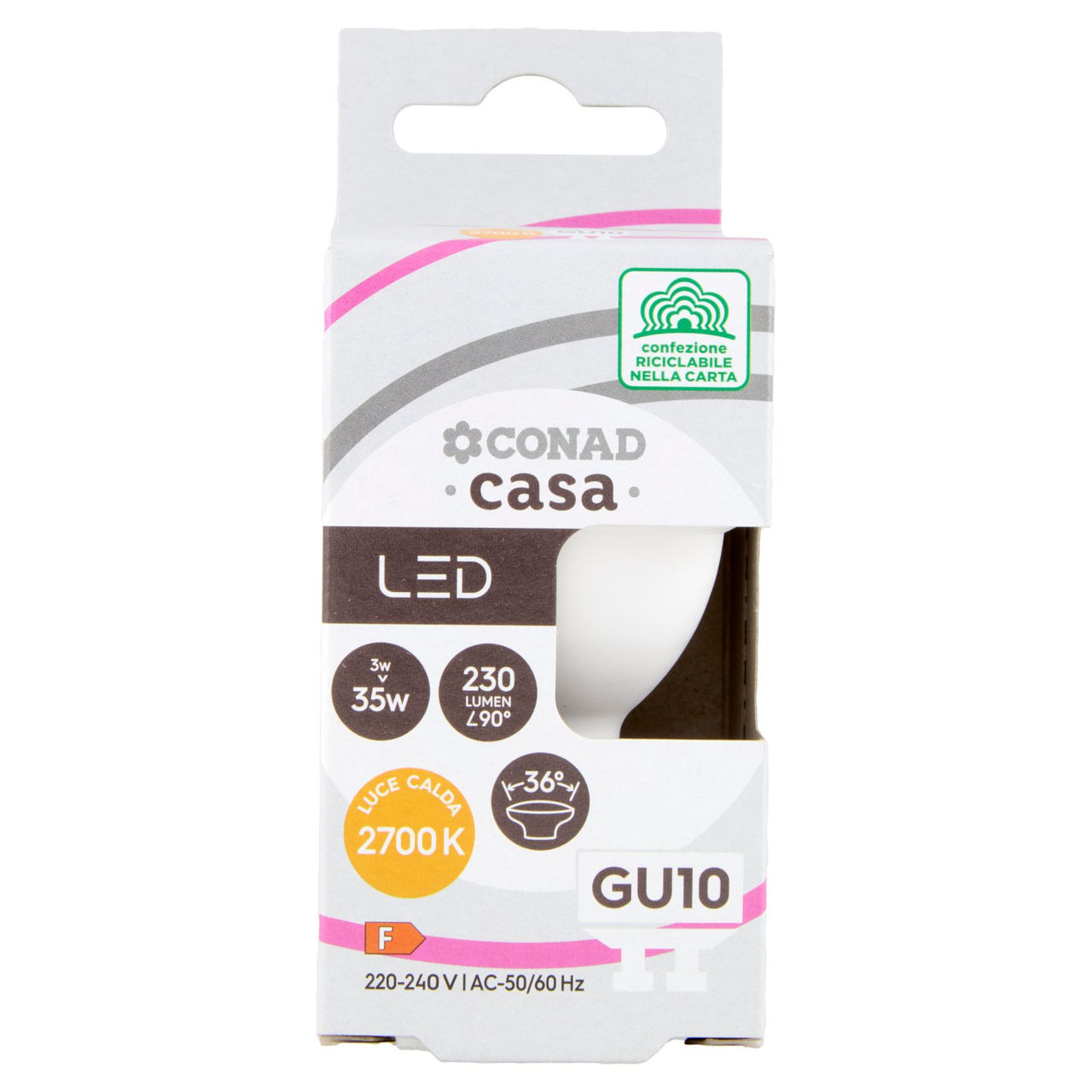 CONAD casa Led 3W 230 Lumen GU10 Luce Calda