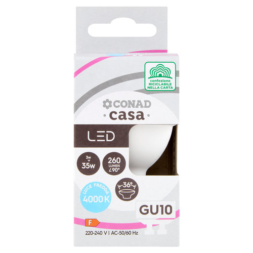 CONAD casa Led 3W 260 Lumen GU10 Luce Fredda