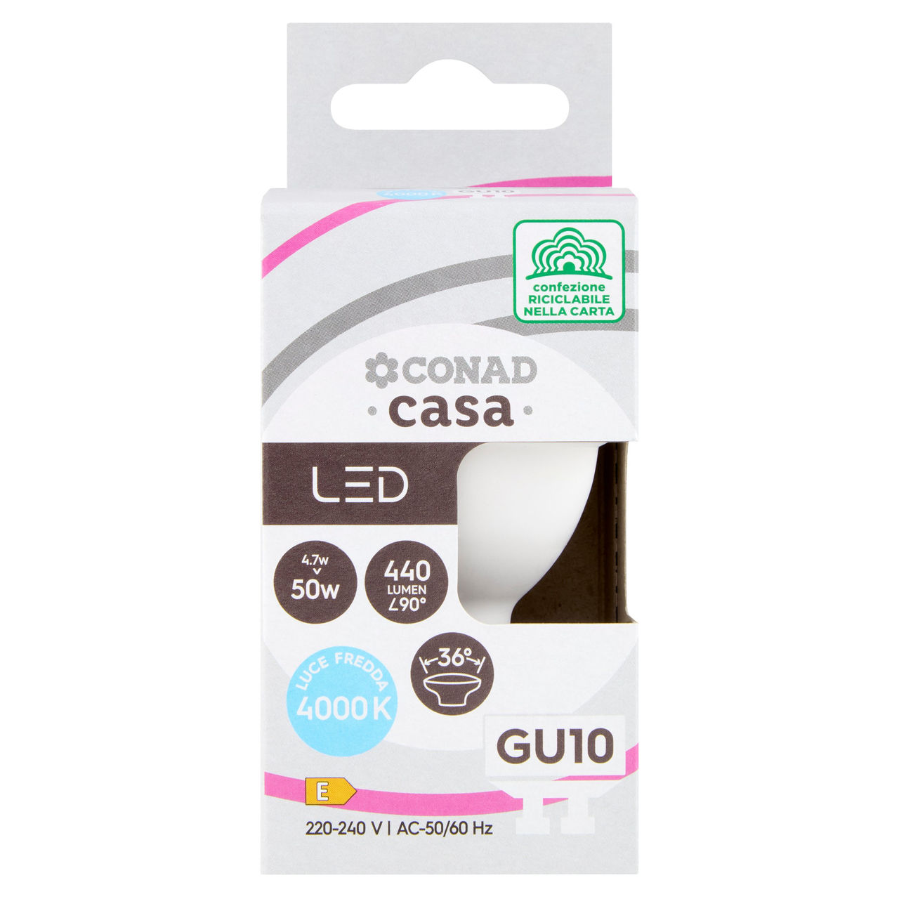 CONAD casa Led 4.7W 440 Lumen GU10 Luce Fredda