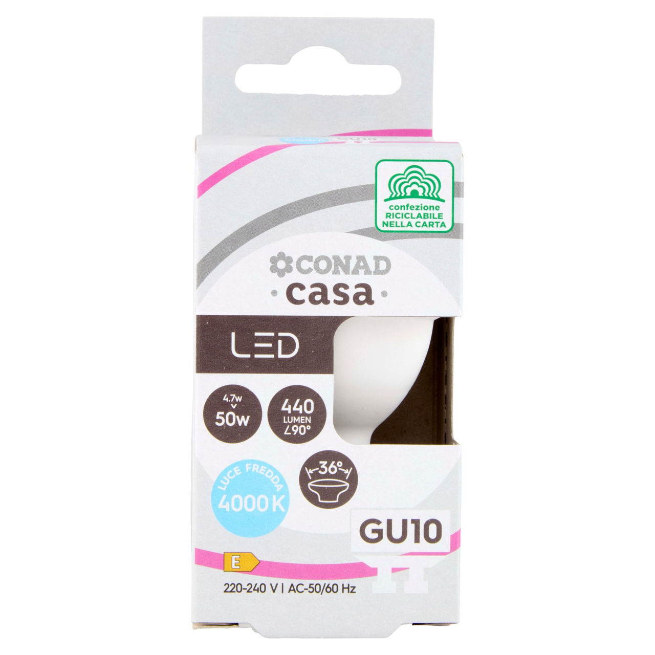 CONAD casa Led 4.7W 440 Lumen GU10 Luce Fredda