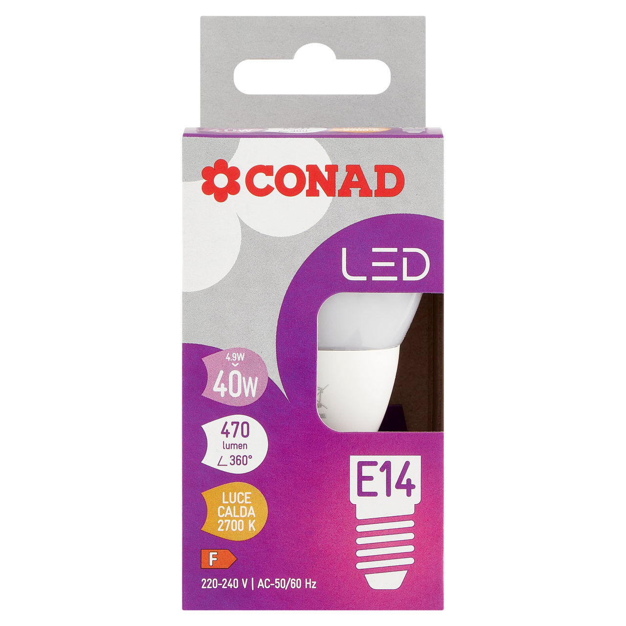 CONAD casa Led 4.9W 470 Lumen E14 Luce Calda