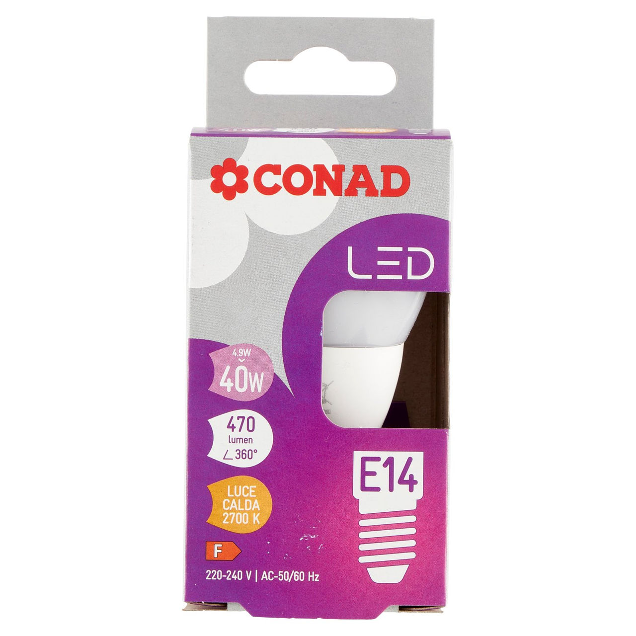 CONAD casa Led 4.9W 470 Lumen E14 Luce Calda
