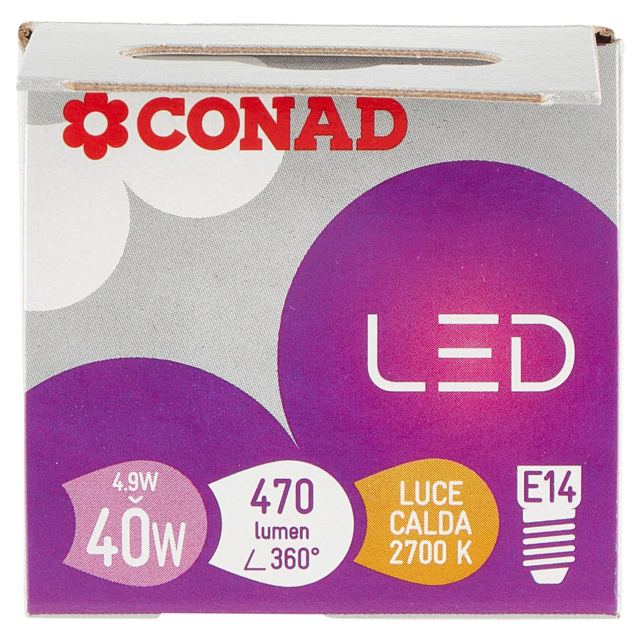 CONAD casa Led 4.9W 470 Lumen E14 Luce Calda