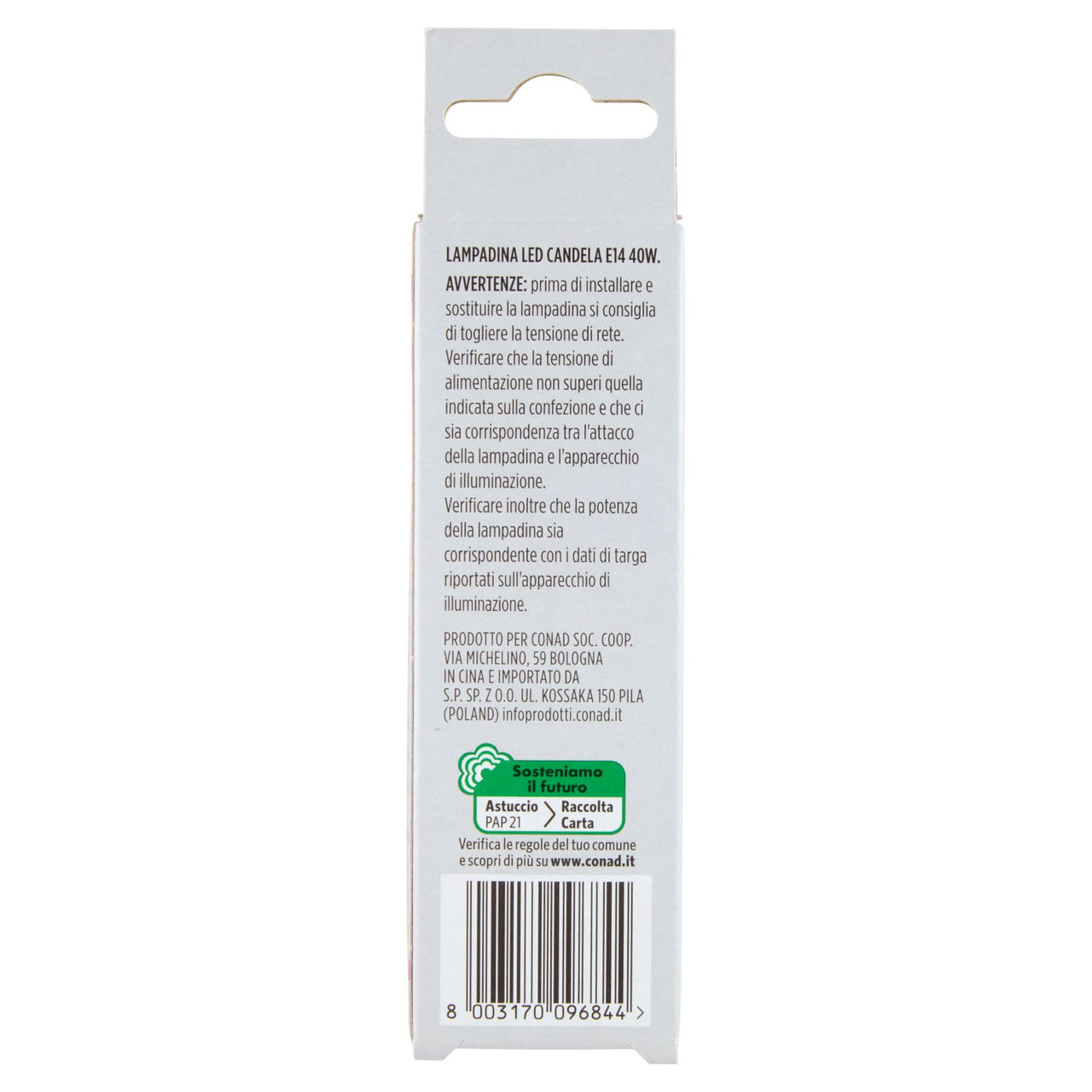 CONAD casa Led 4.9W 470 Lumen E14 Luce Fredda