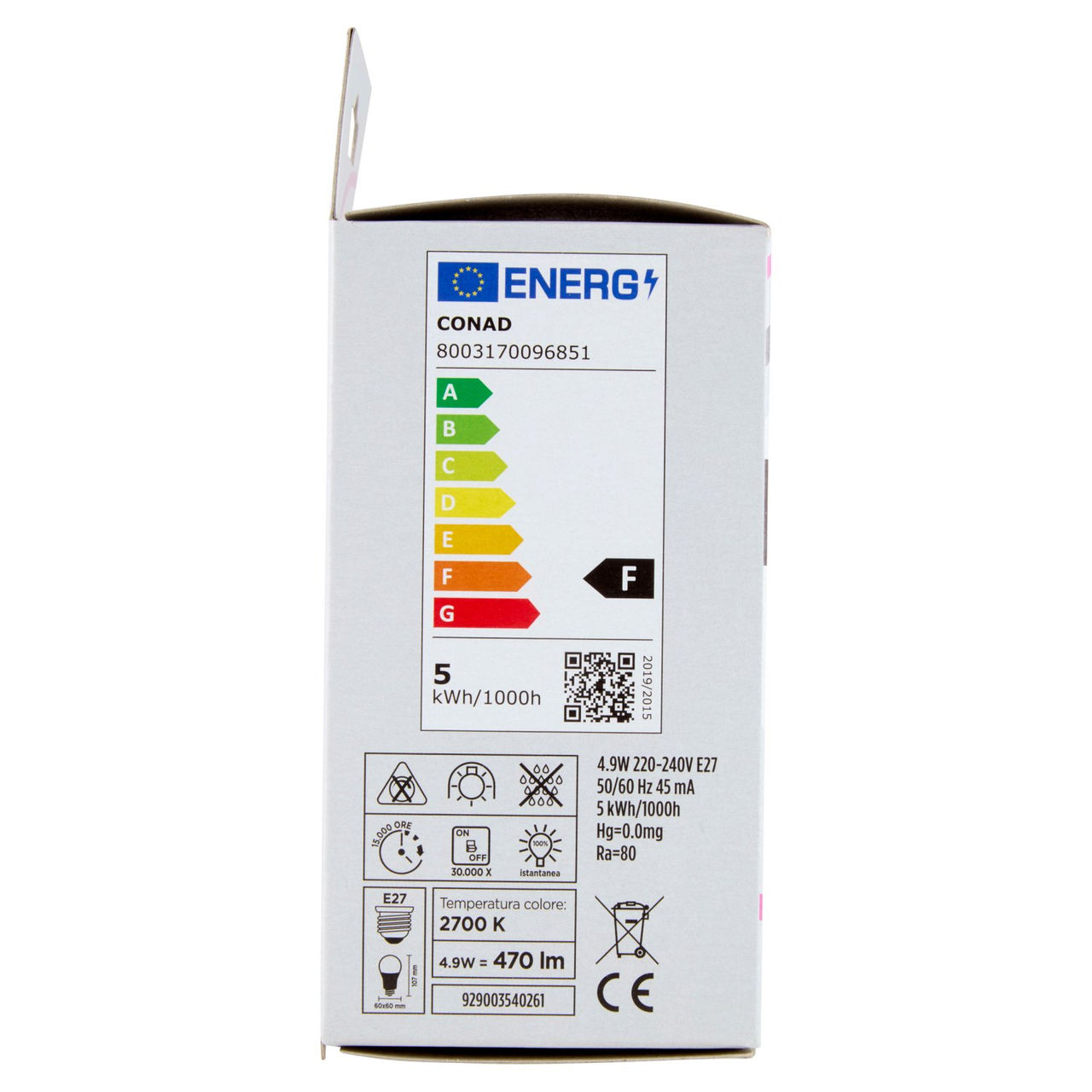 CONAD casa Led 4,9W 470 Lumen E27 Luce Calda