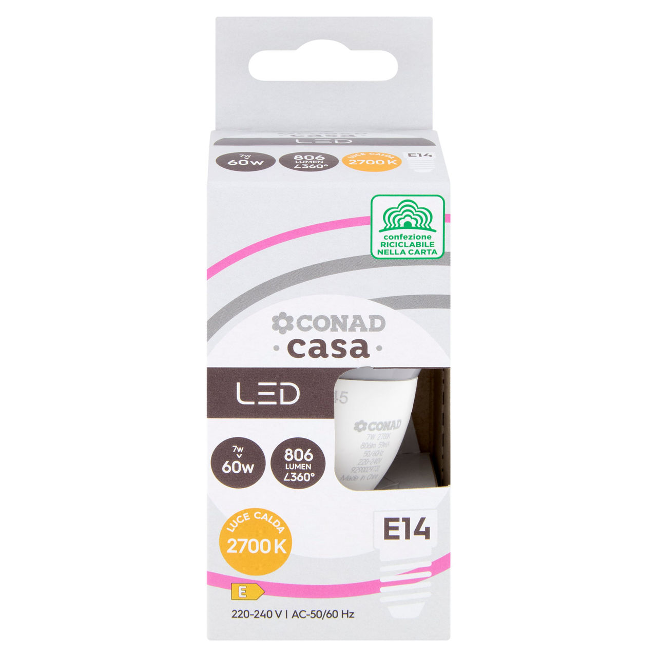 CONAD casa Led 7W 806 Lumen E14 Luce Calda