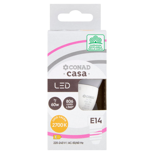 CONAD casa Led 7W 806 Lumen E14 Luce Calda