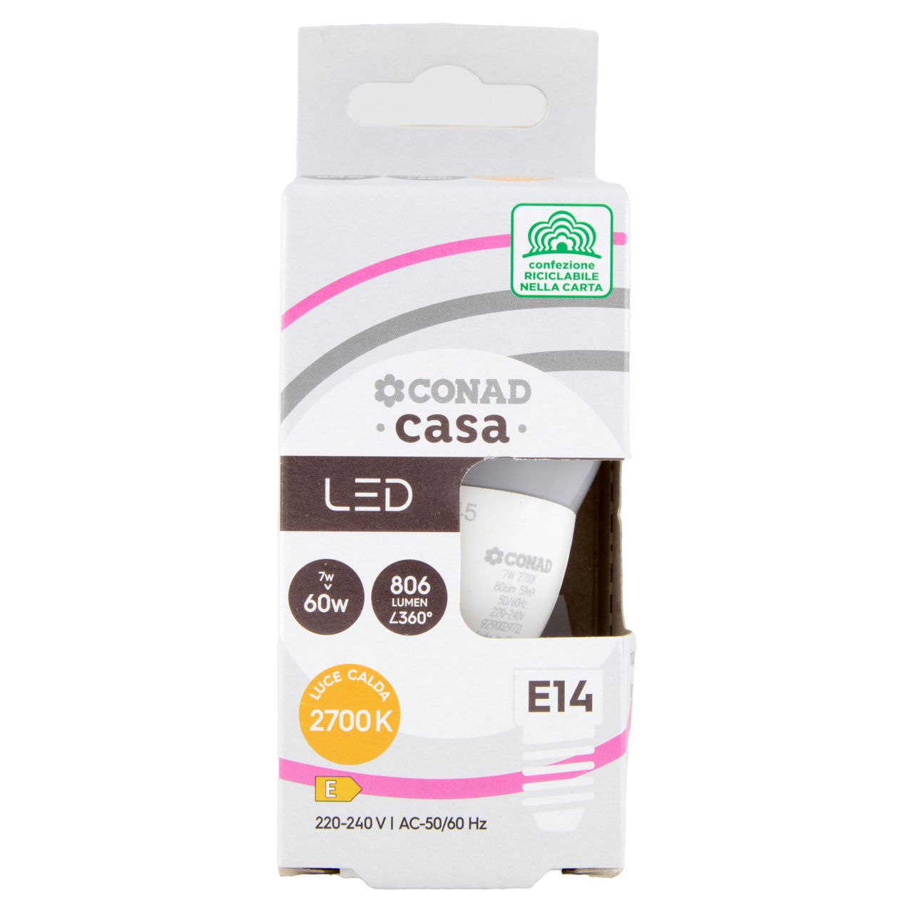 CONAD casa Led 7W 806 Lumen E14 Luce Calda