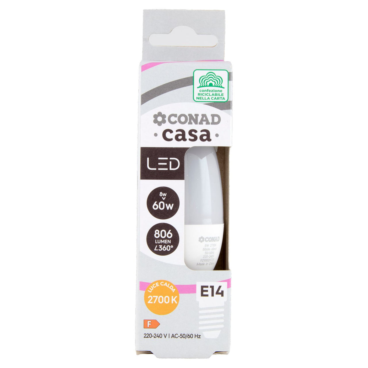 CONAD casa Led 8W 806 Lumen E14 Luce Calda