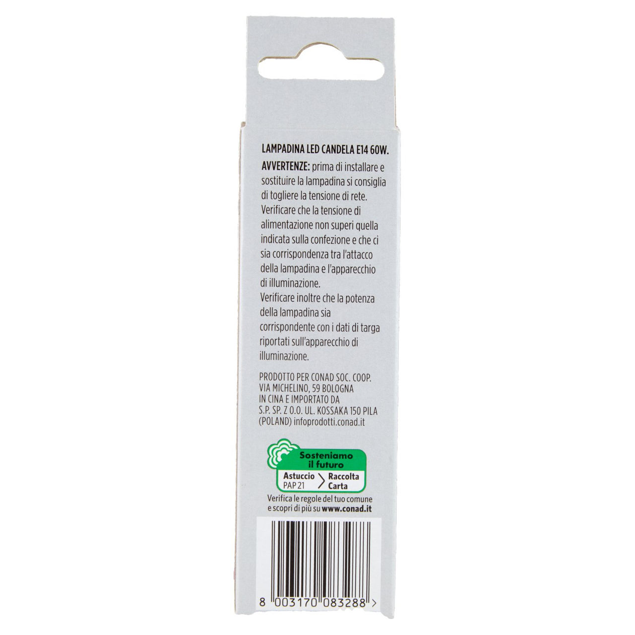 CONAD casa Led 8W 806 Lumen E14 Luce Calda