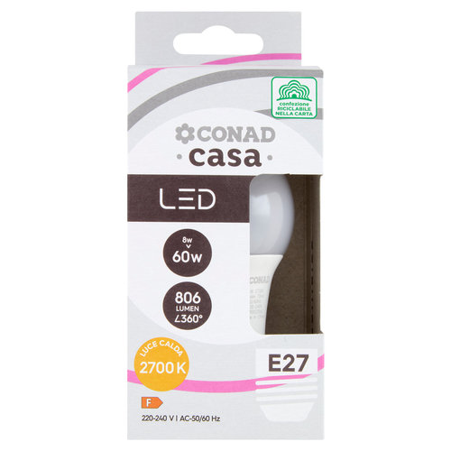CONAD casa Led 8W 806 Lumen E27 Luce Calda