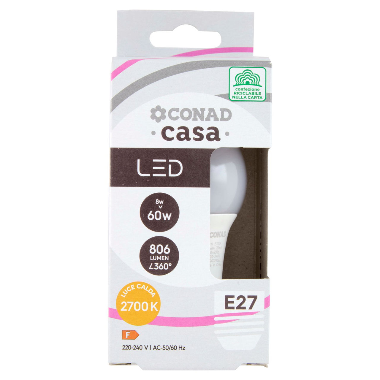 CONAD casa Led 8W 806 Lumen E27 Luce Calda