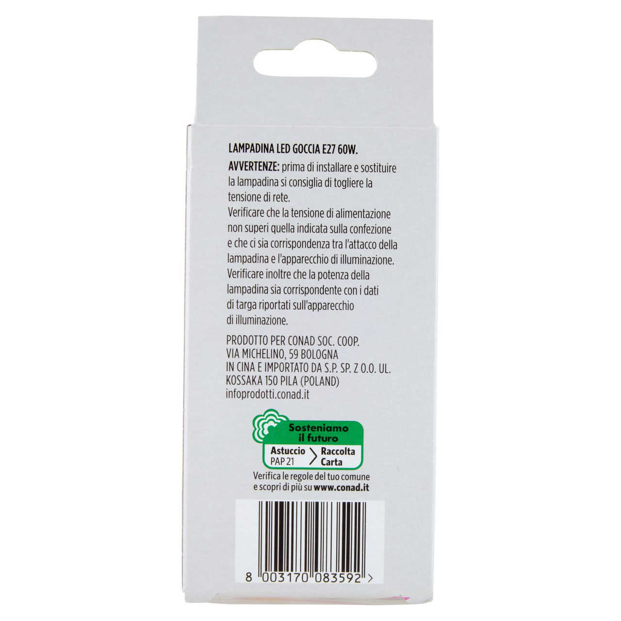 CONAD casa Led 8W 806 Lumen E27 Luce Calda