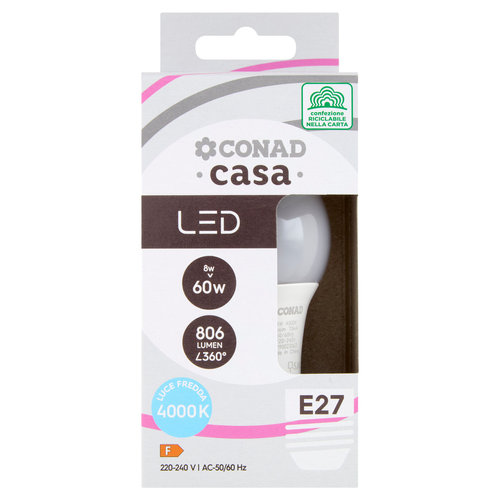 CONAD casa Led 8W 806 Lumen E27 Luce Fredda