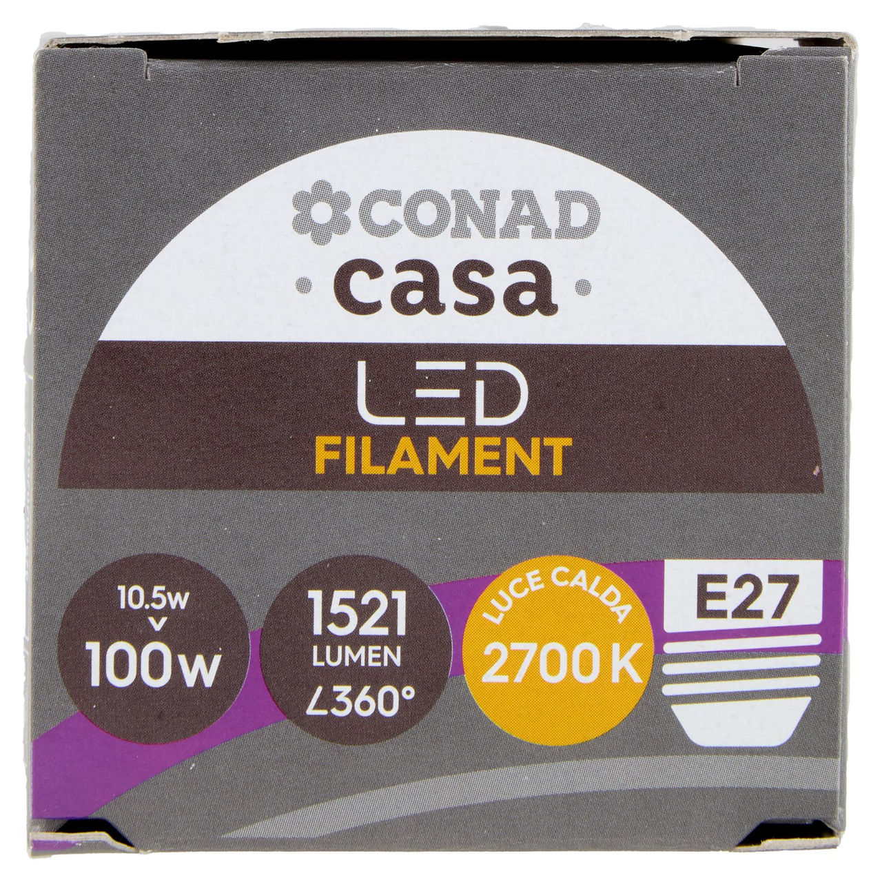 CONAD casa Led Filament 10.5W 1521 Lumen E27 Luce Calda