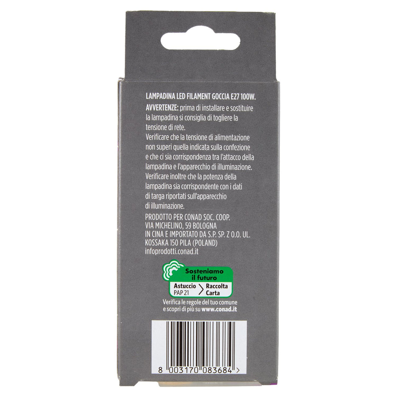 CONAD casa Led Filament 10.5W 1521 Lumen E27 Luce Calda
