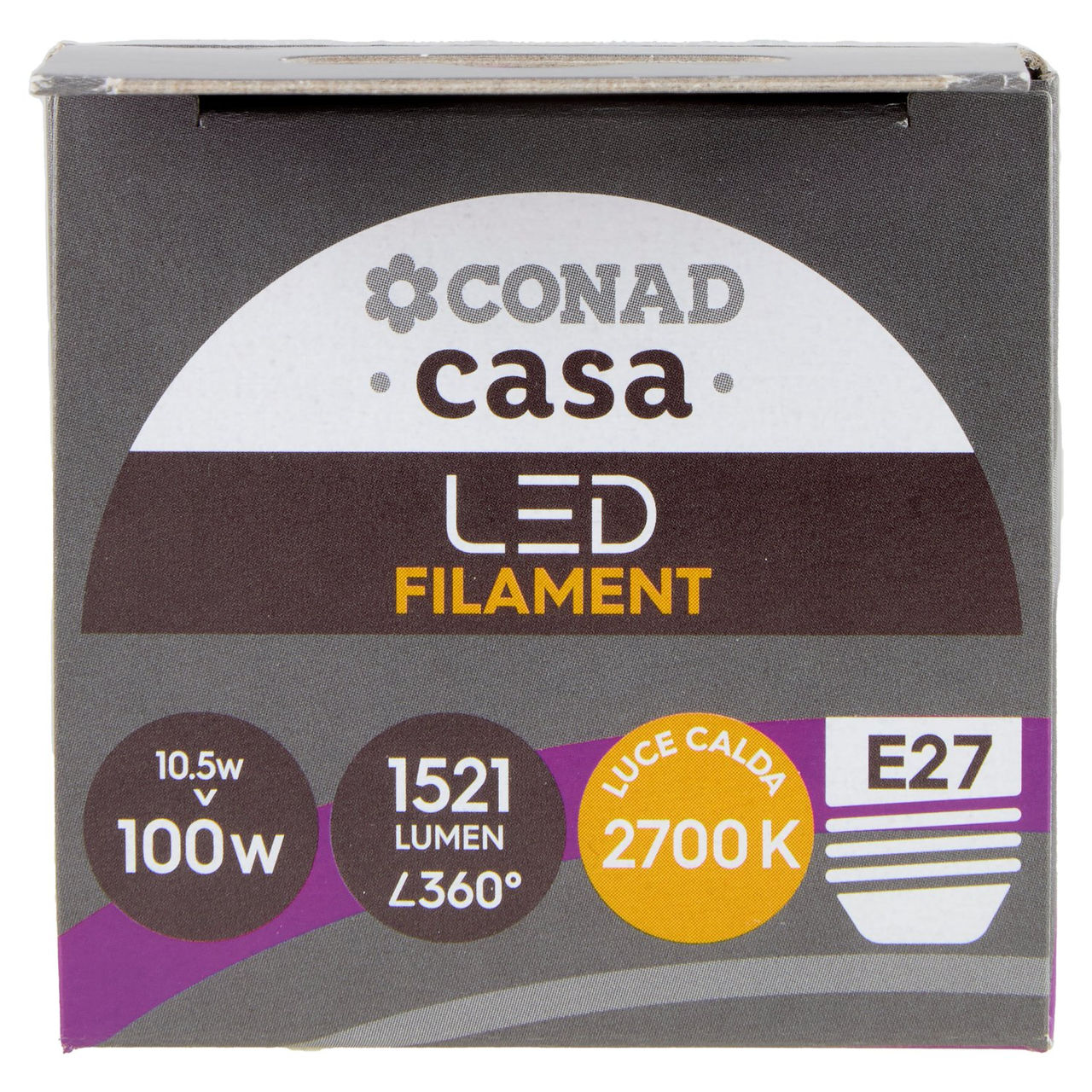 CONAD casa Led Filament 10.5W 1521 Lumen E27 Luce Calda