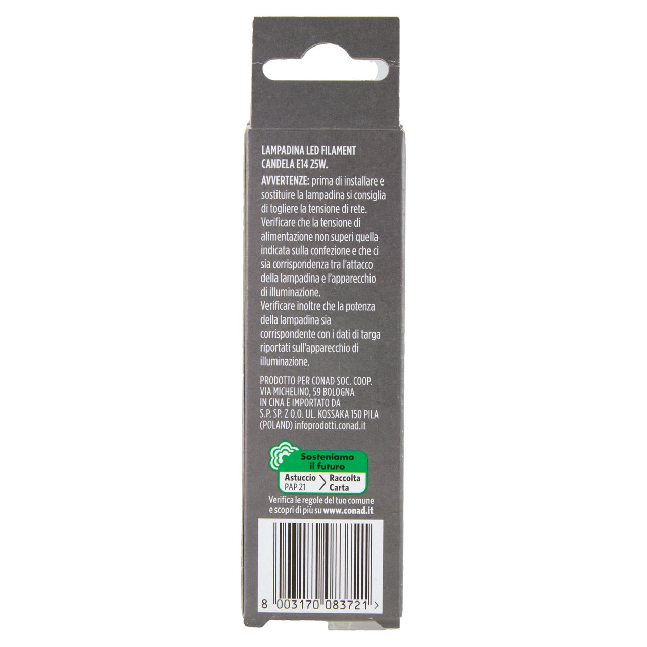 CONAD casa Led Filament 2W 250 Lumen E14 Luce Calda
