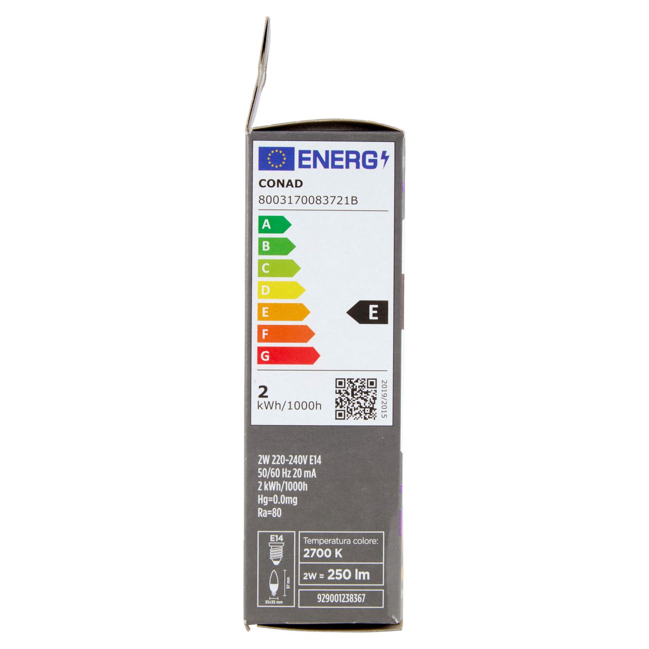 CONAD casa Led Filament 2W 250 Lumen E14 Luce Calda