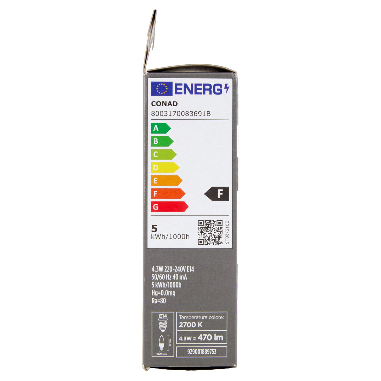 CONAD casa Led Filament 4.3W 470 Lumen E14 Luce Calda
