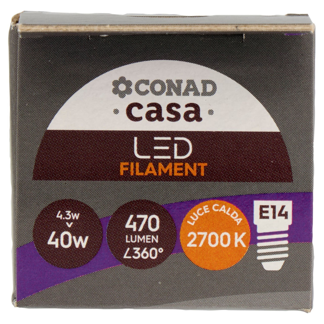 CONAD casa Led Filament 4.3W 470 Lumen E14 Luce Calda