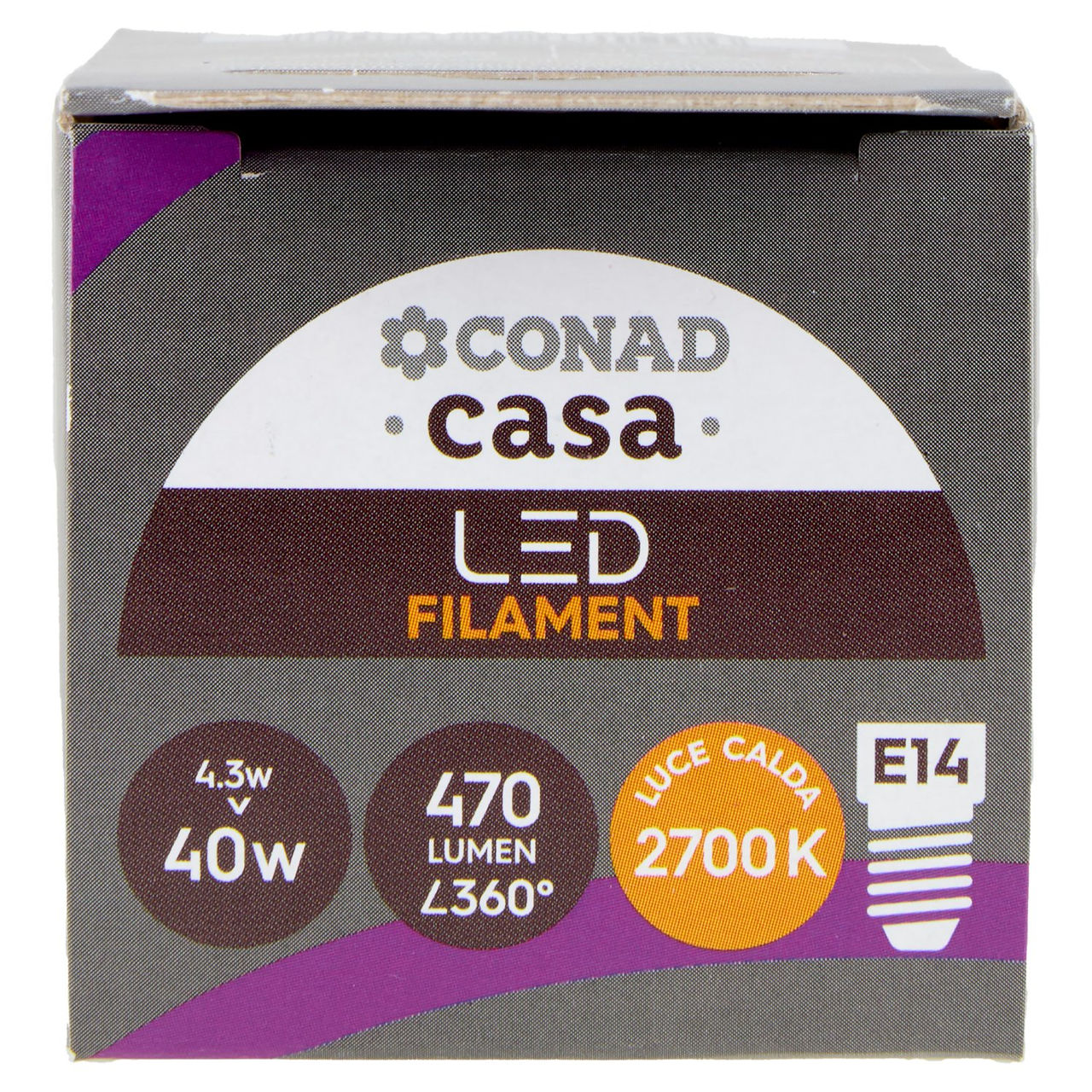 CONAD casa Led Filament 4.3W 470 Lumen E14 Luce Calda
