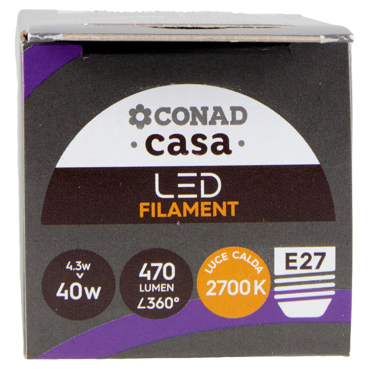 CONAD casa Led Filament 4.3W 470 Lumen E27 Luce Calda