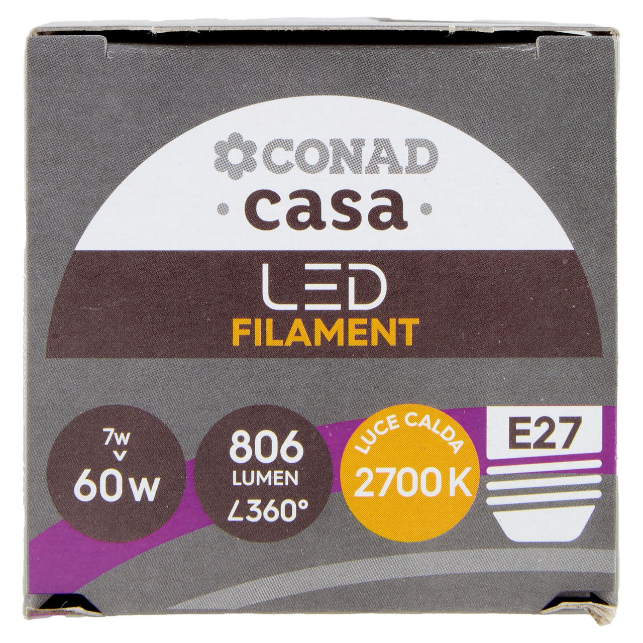 CONAD casa Led Filament 7W 806 Lumen E27 Luce Calda