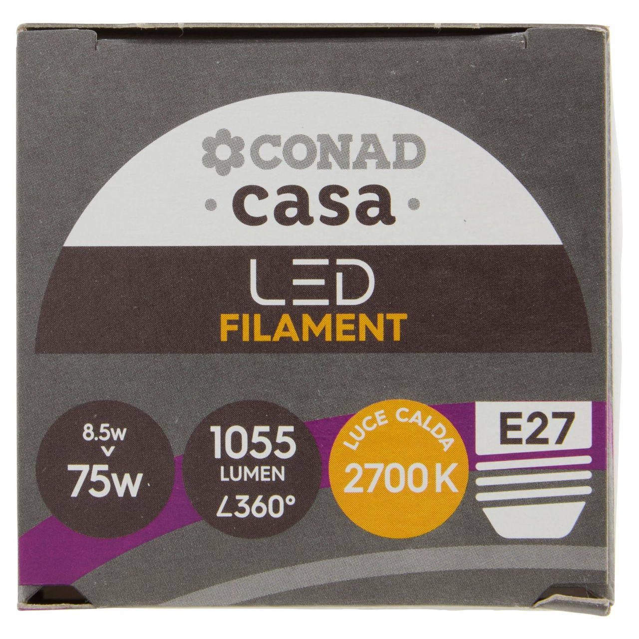 CONAD casa Led Filament 8.5W 1055 Lumen E27 Luce Calda