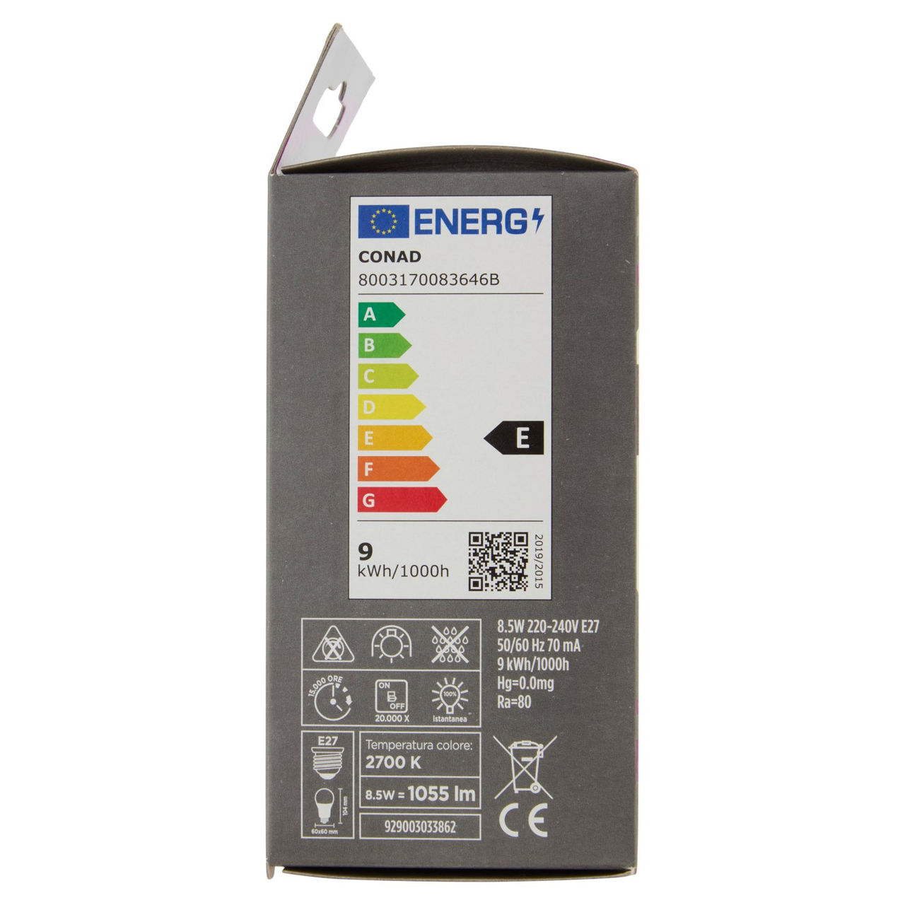 CONAD casa Led Filament 8.5W 1055 Lumen E27 Luce Calda