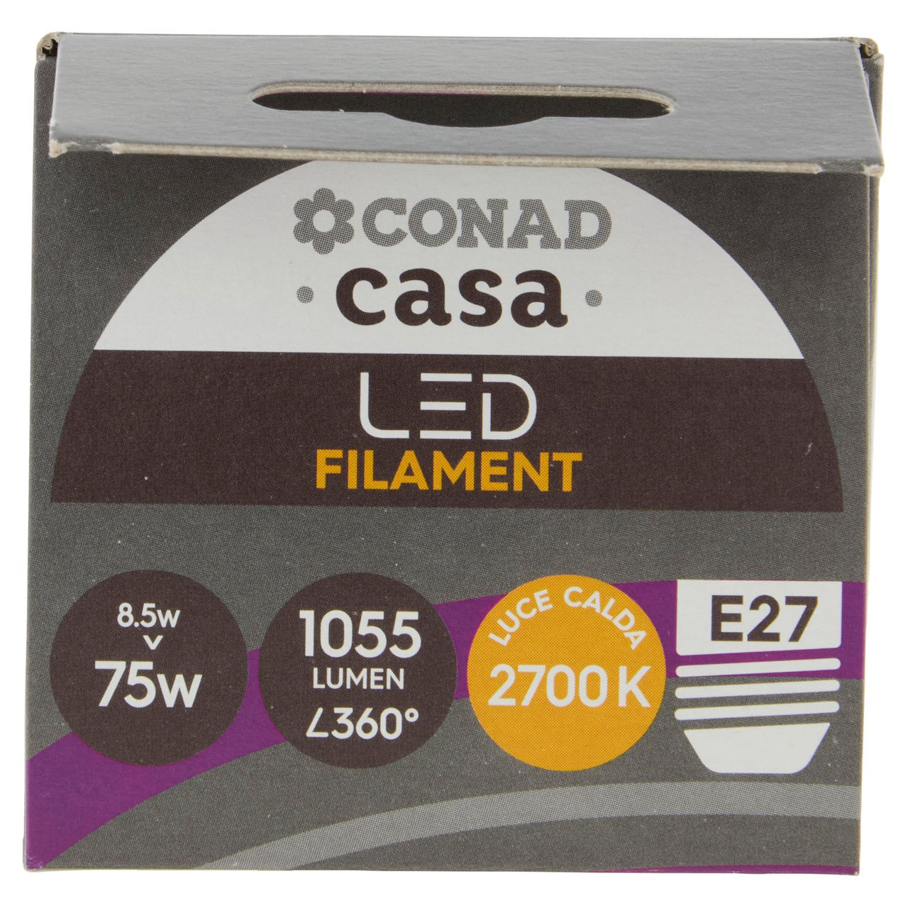 CONAD casa Led Filament 8.5W 1055 Lumen E27 Luce Calda