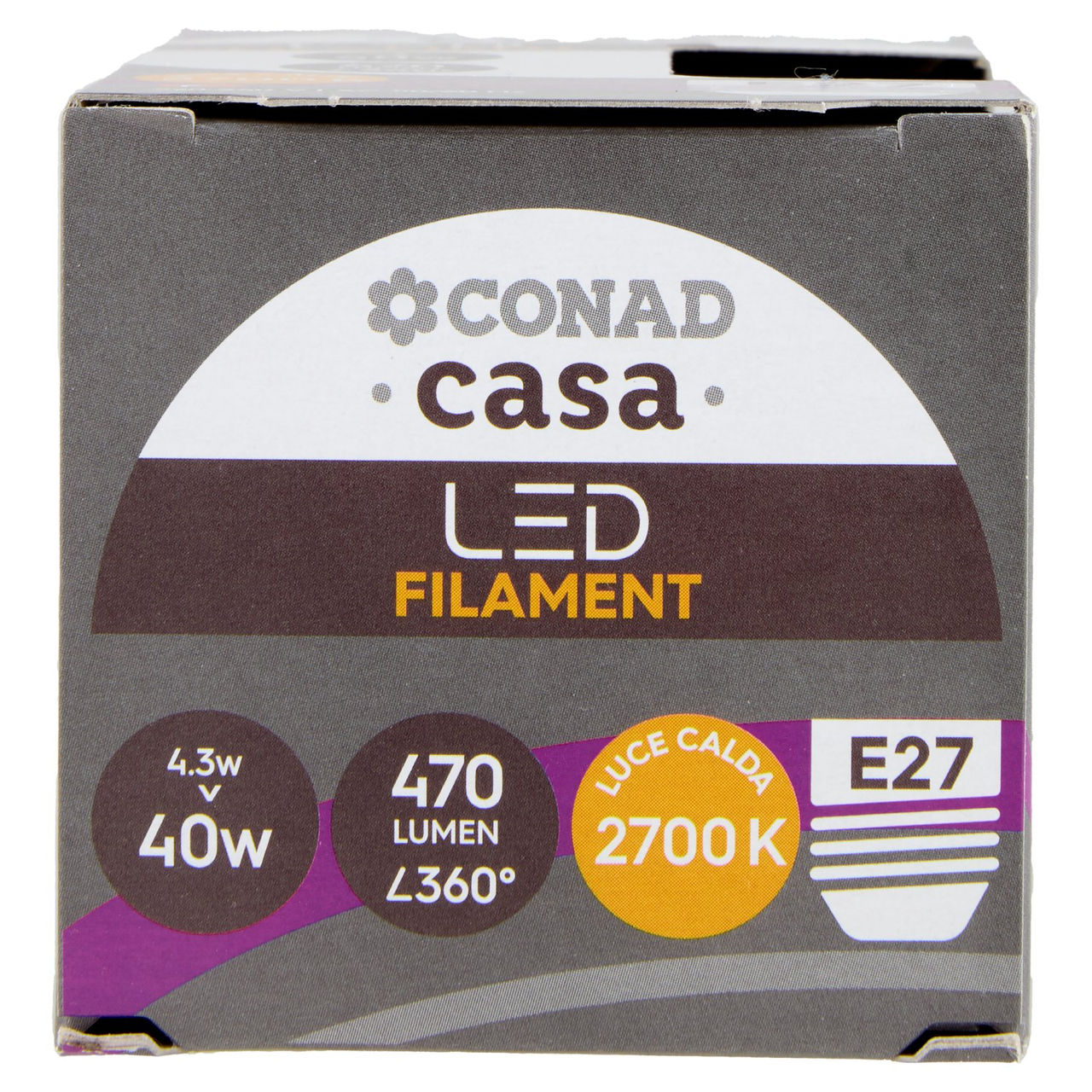 CONAD casa Led Filamnet 4.3W 470 Lumen E27 Luce Calda