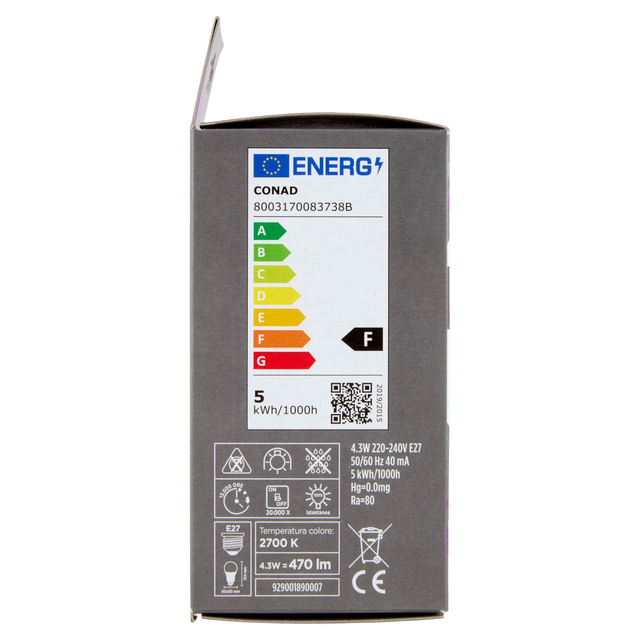 CONAD casa Led Filamnet 4.3W 470 Lumen E27 Luce Calda