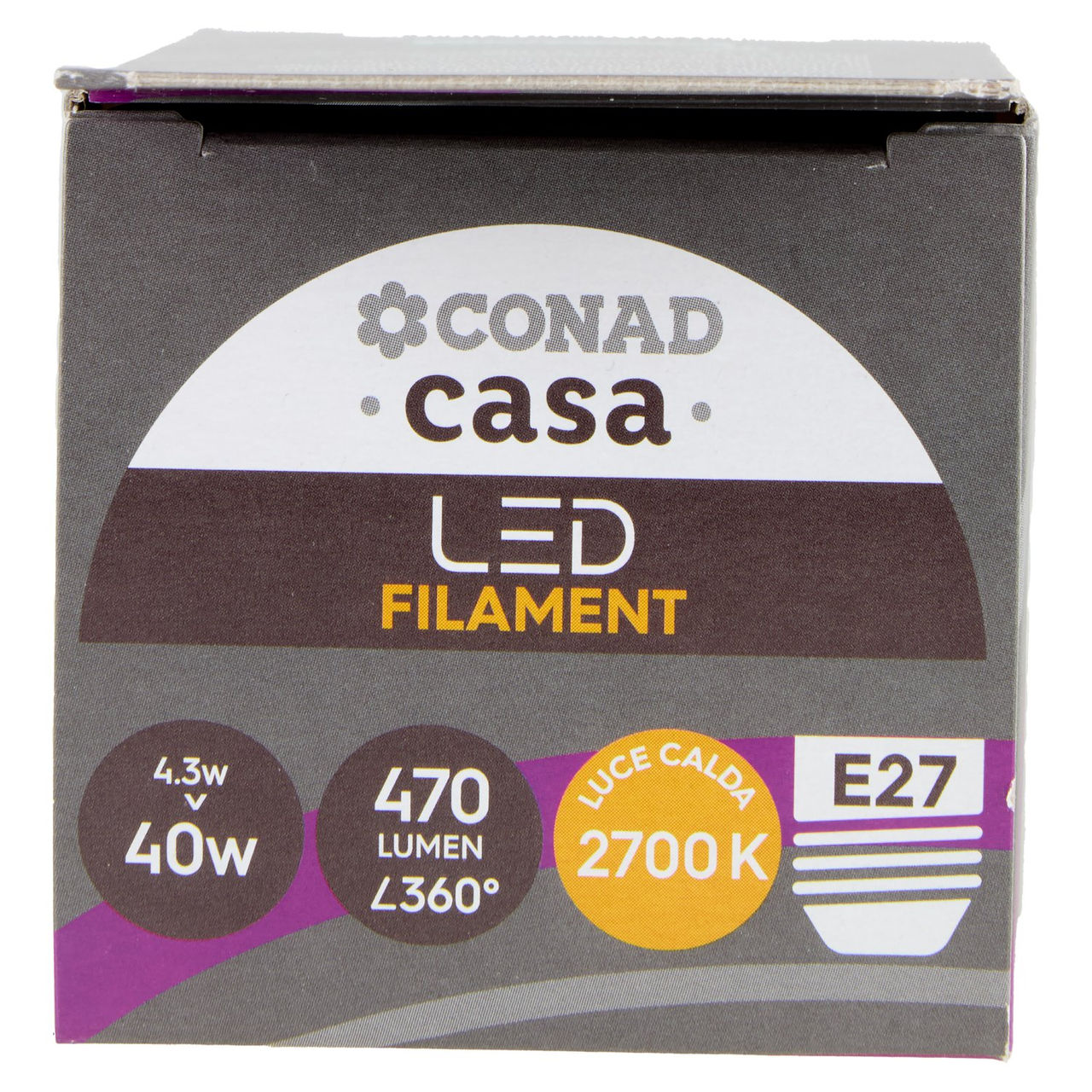 CONAD casa Led Filamnet 4.3W 470 Lumen E27 Luce Calda