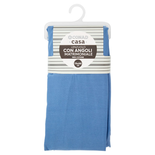 CONAD casa Lenzuolo con Angoli Matrimoniale 100% Cotone 175x200 cm Cielo