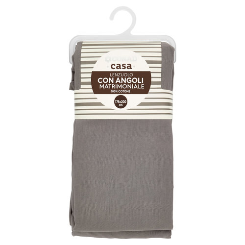 CONAD casa Lenzuolo con Angoli Matrimoniale 100% Cotone 175x200 cm Grigio