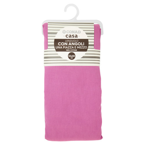 CONAD casa Lenzuolo con Angoli Una Piazza e Mezzo 100% Cotone 125x200 cm Ciliegia