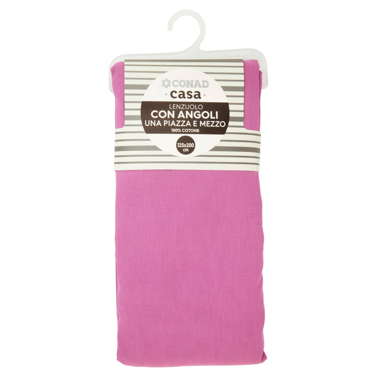 CONAD casa Lenzuolo con Angoli Una Piazza e Mezzo 100% Cotone 125x200 cm Ciliegia