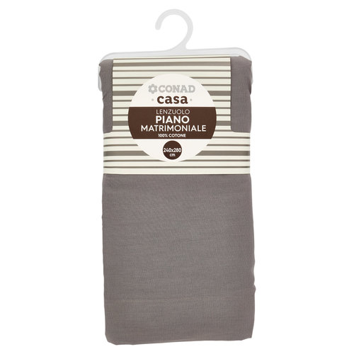 CONAD casa Lenzuolo Piano Matrimoniale 100% Cotone 240x280 cm Grigio