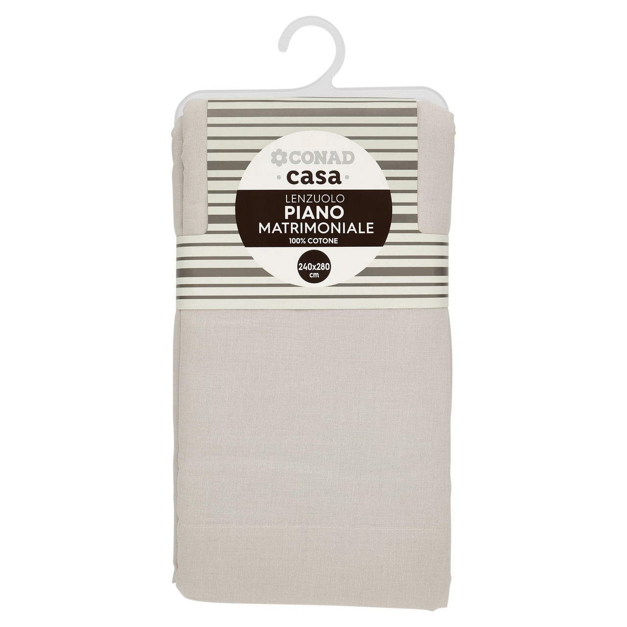 CONAD casa Lenzuolo Piano Matrimoniale 100% Cotone 240x280 cm Grigio Chiaro