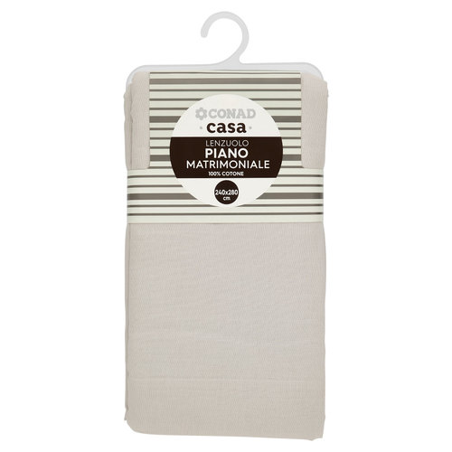 CONAD casa Lenzuolo Piano Matrimoniale 100% Cotone 240x280 cm Grigio Chiaro