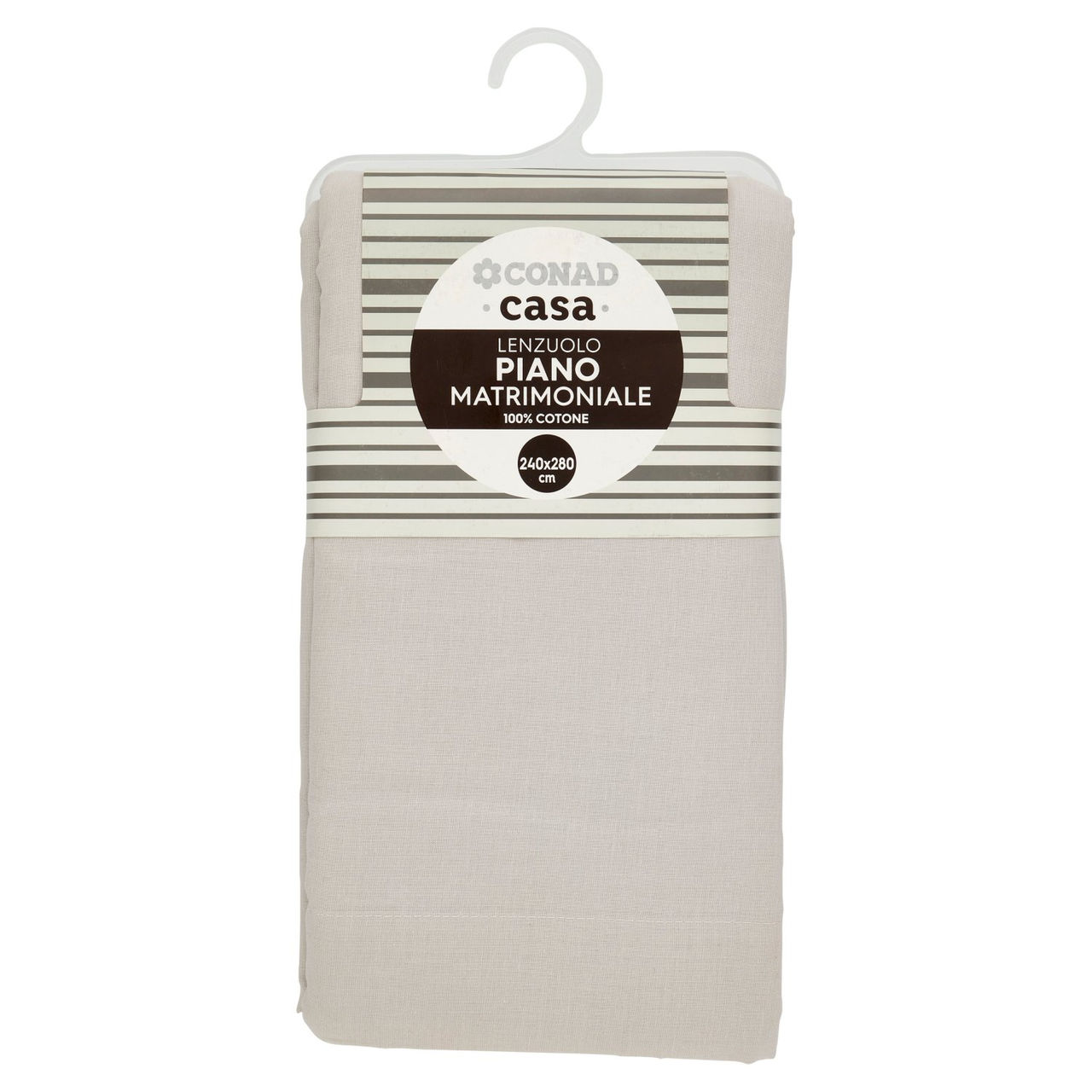 CONAD casa Lenzuolo Piano Matrimoniale 100% Cotone 240x280 cm Grigio Chiaro