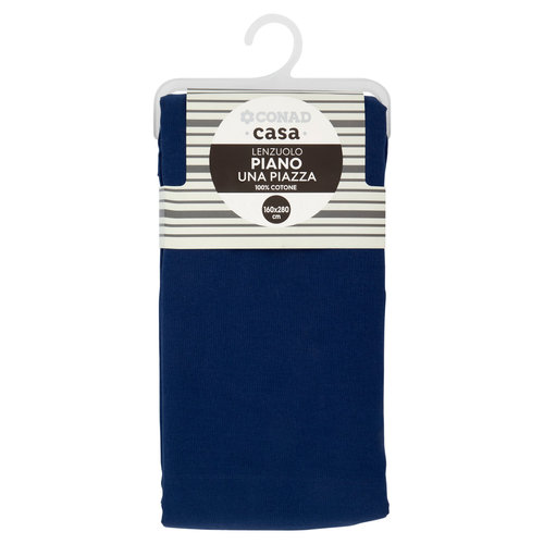 CONAD casa Lenzuolo Piano Una Piazza 100% Cotone 160x280 cm Blu Polvere