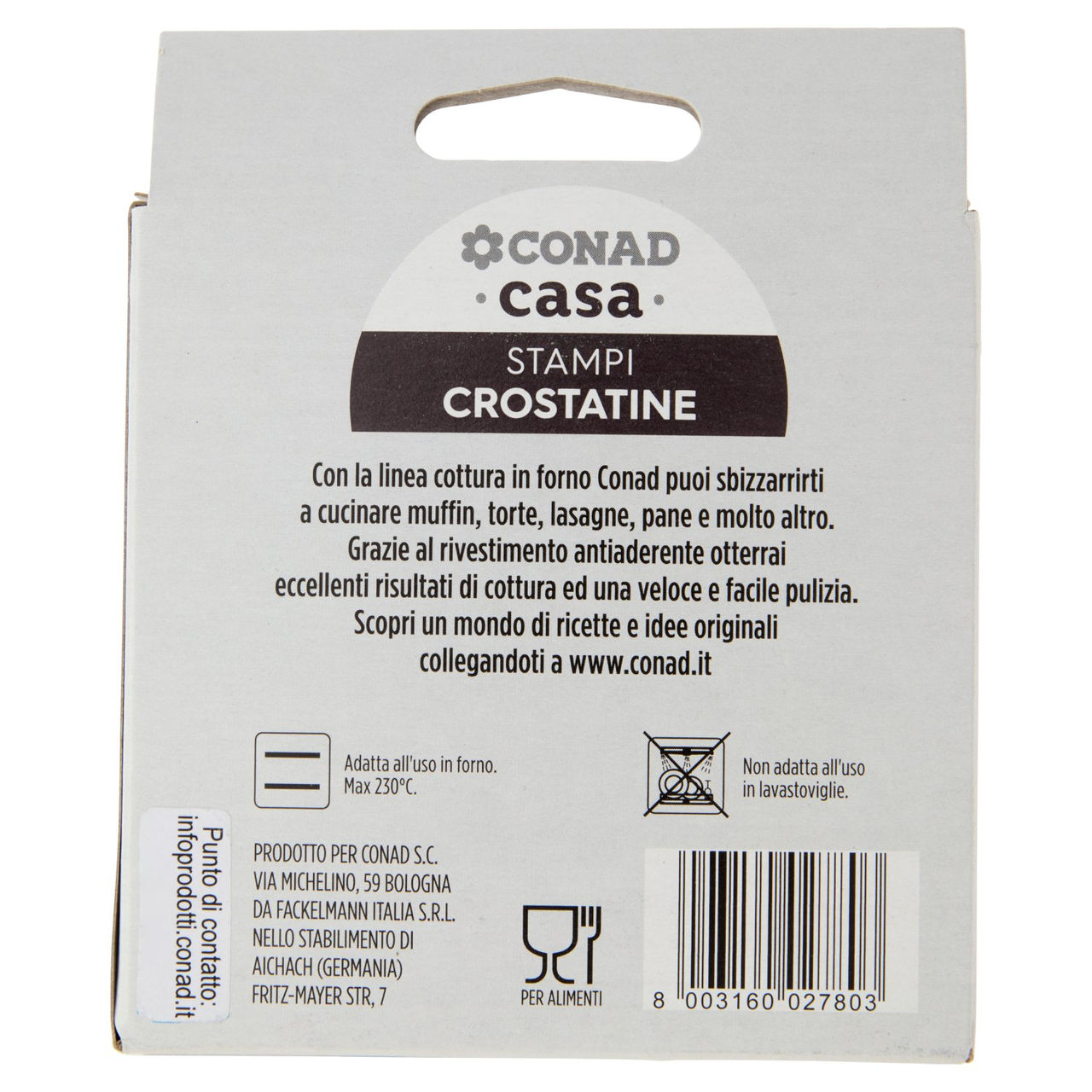 CONAD casa Stampi Crostatine Acciaio Antiaderente 10 cm 6 pz