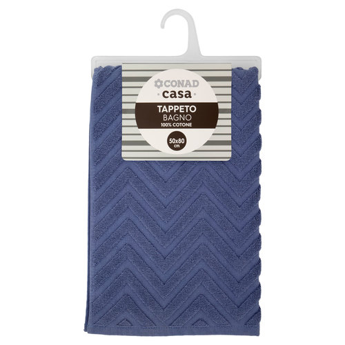 CONAD casa Tappeto Bagno 100% Cotone 50x80 cm Azzurro Polvere Jacquard