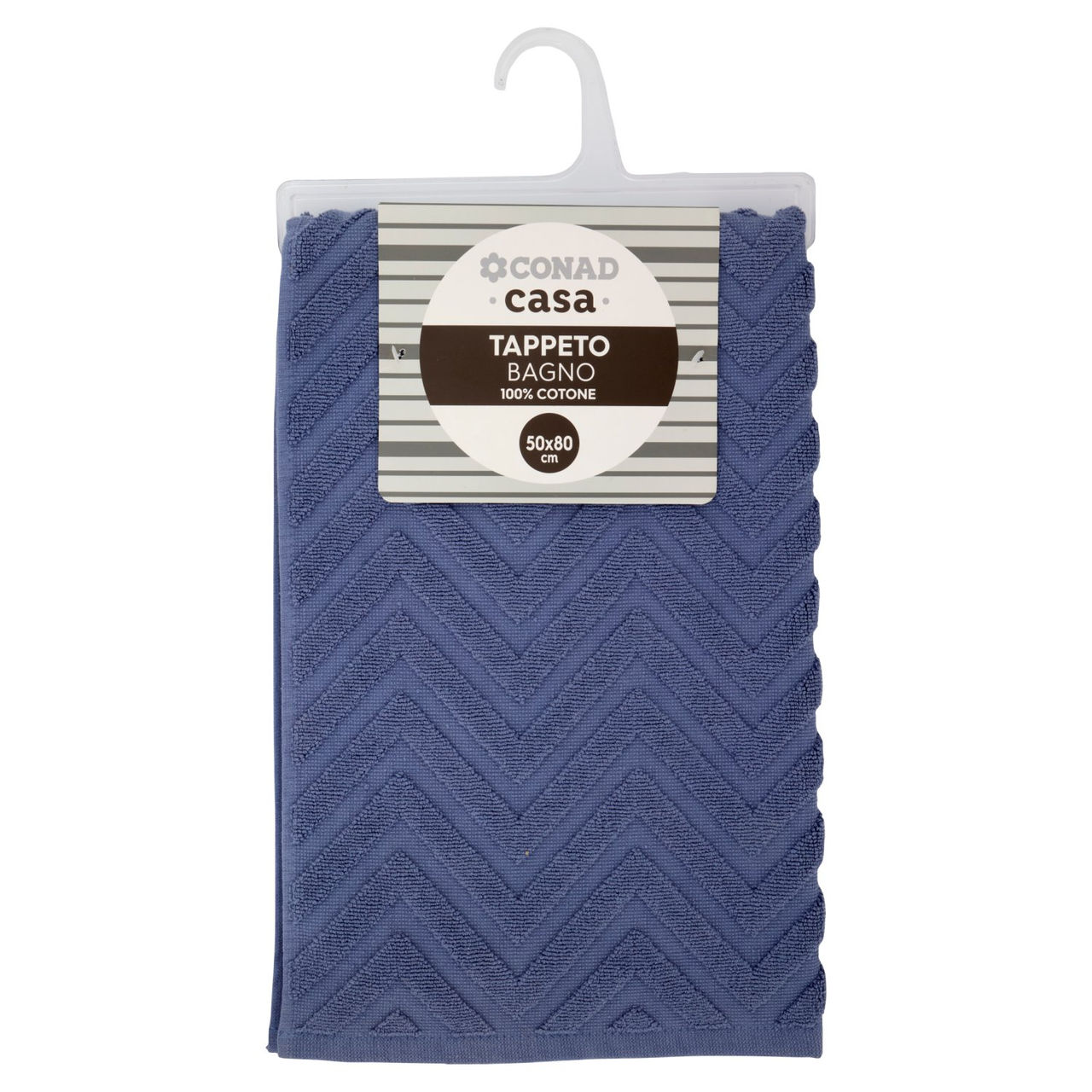 CONAD casa Tappeto Bagno 100% Cotone 50x80 cm Azzurro Polvere Jacquard